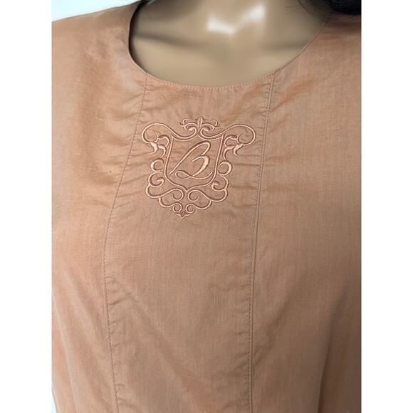 70's Burberrys Tan day dress Embroidered Crest, boulton zip & size tab small - Picture 17 of 17